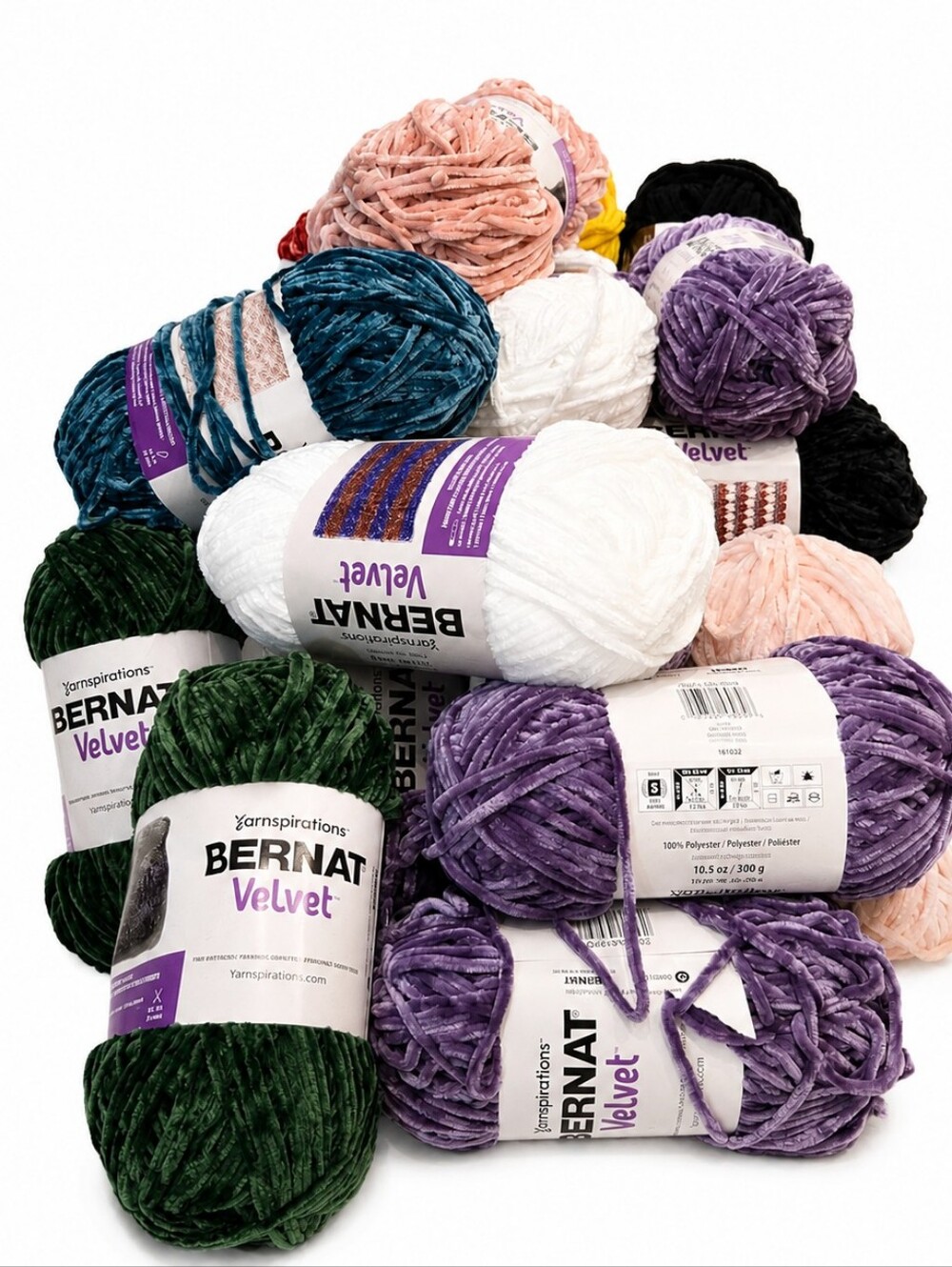 ✨ Huge Bernat Velvet Yarn Lot – 20 Skeins Plush Chenille Bundle ✨